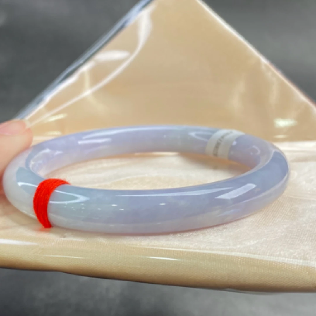 缅A货翡翠手镯紫罗兰圆条56.6圈口