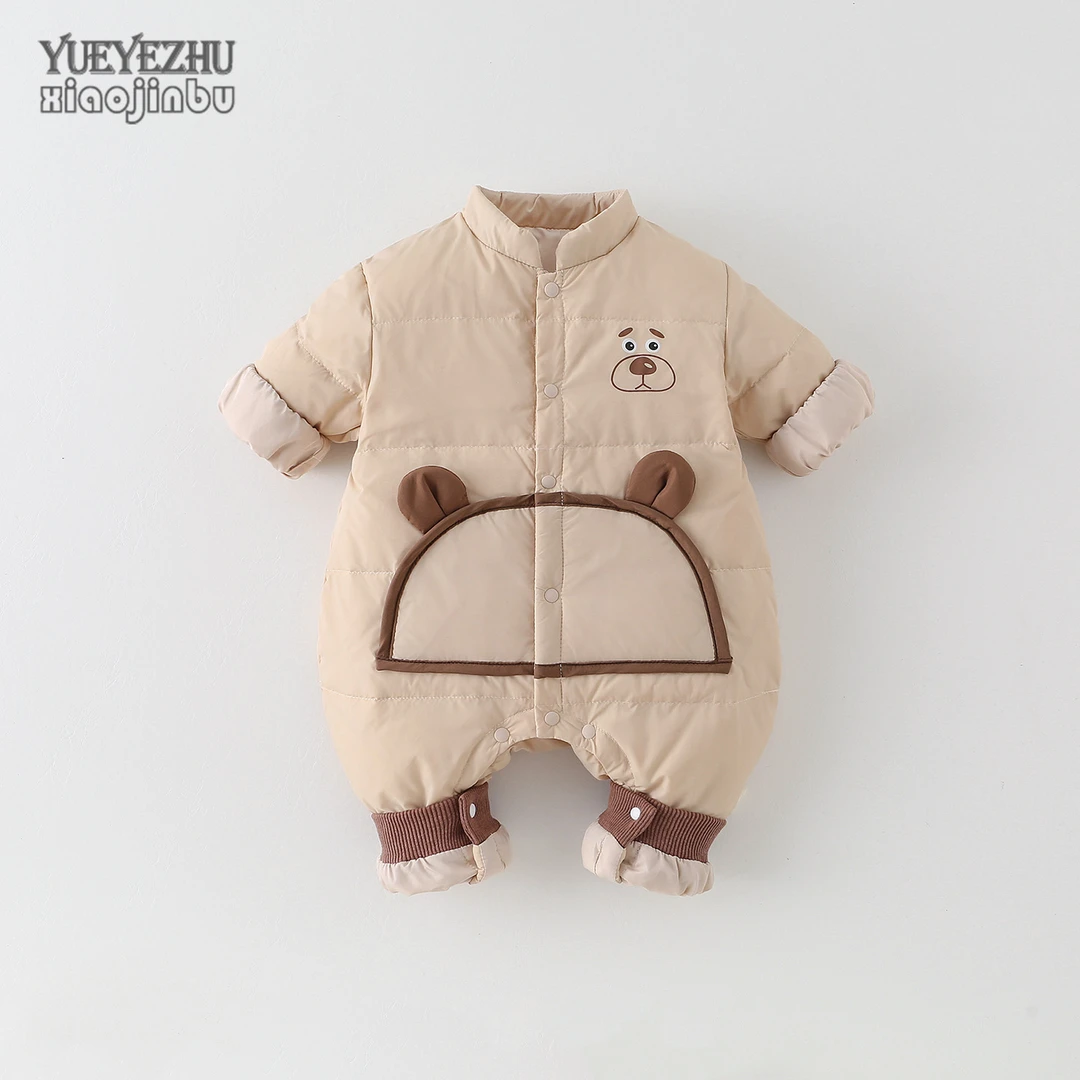 婴儿白鸭绒连体衣秋冬男宝宝轻薄羽绒服冬季韩版卡通洋气外出内胆
