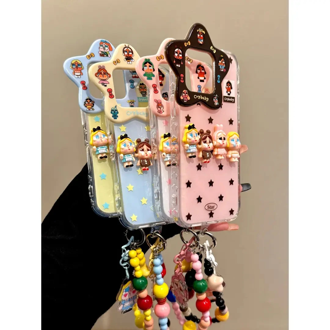 适用苹果iphone16promax星星哭包15pro可爱挂链14ins防摔13手机壳