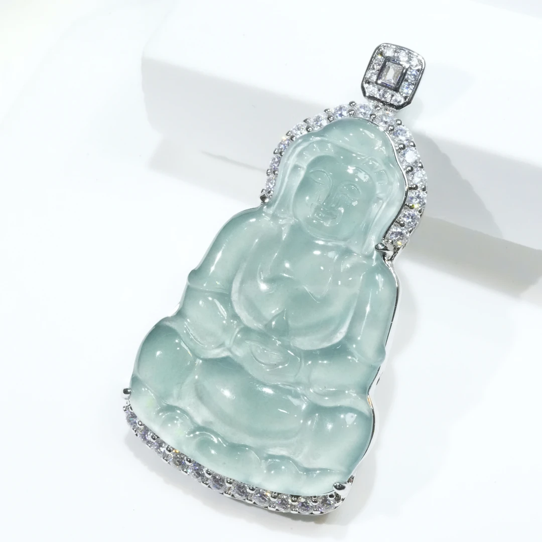 天然A货翡翠百搭优雅观音吊坠颈饰典雅款（多样性发）