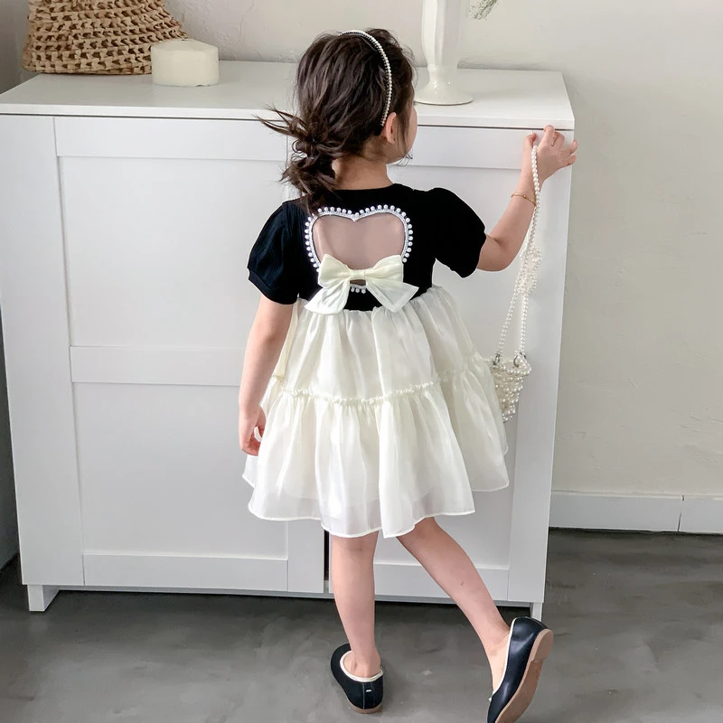 女童连衣裙夏季2025新款独特绝美洋气时髦儿童黑色女宝宝夏款裙子