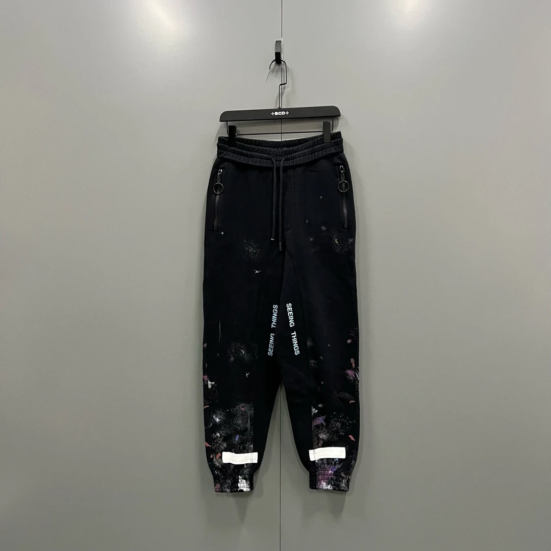 95新 OFF-WHITE ow 星空烟花泼墨运动裤 XS码/95新