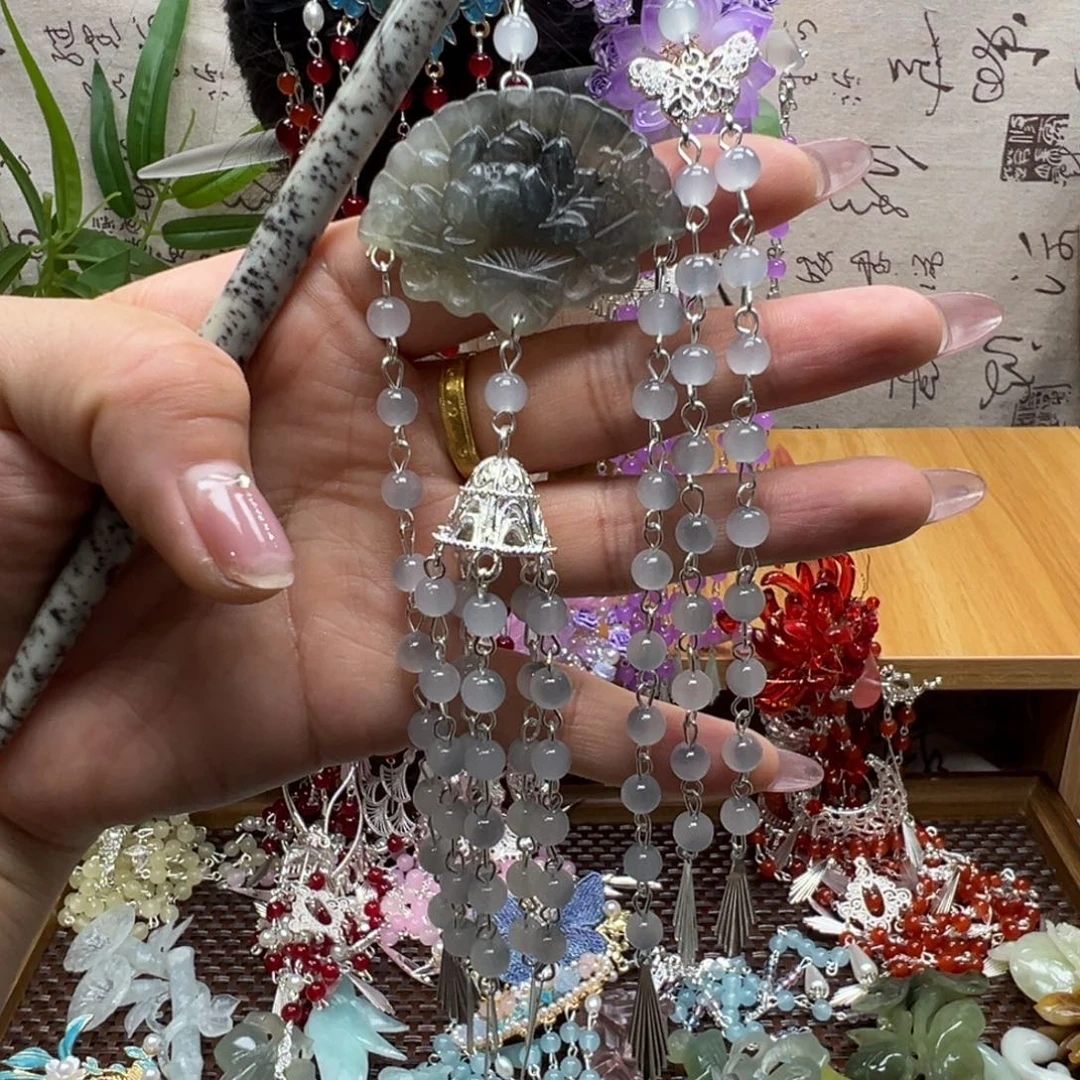 蛇纹石玉合金发饰