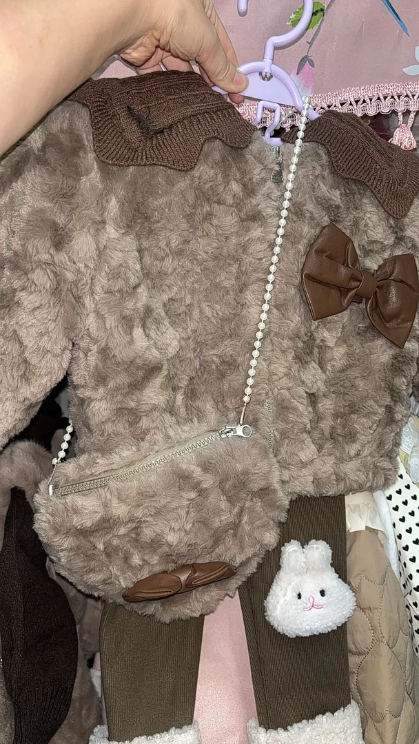 加绒加厚款厚款中长款女纯色棉服宝宝秋冬欧若精灵风