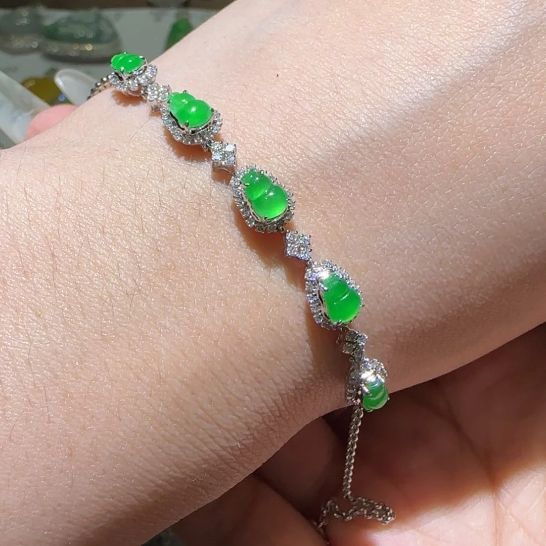 【闪购商品】18K金镶嵌手链翡翠刘**?天然