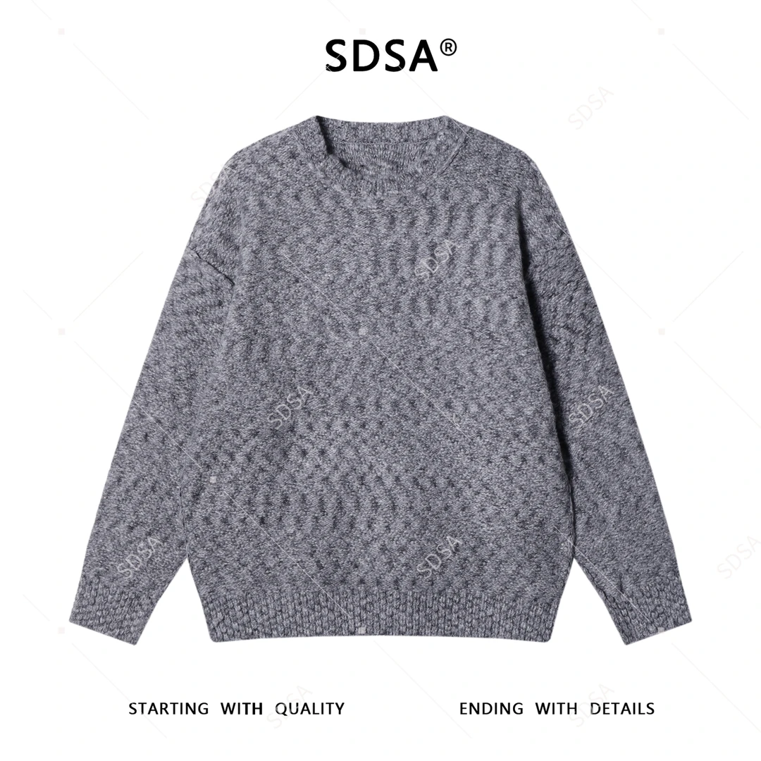 SDSA男士秋冬新款痞帅男装韩版简约纯色圆领针织衫百搭宽松毛衣