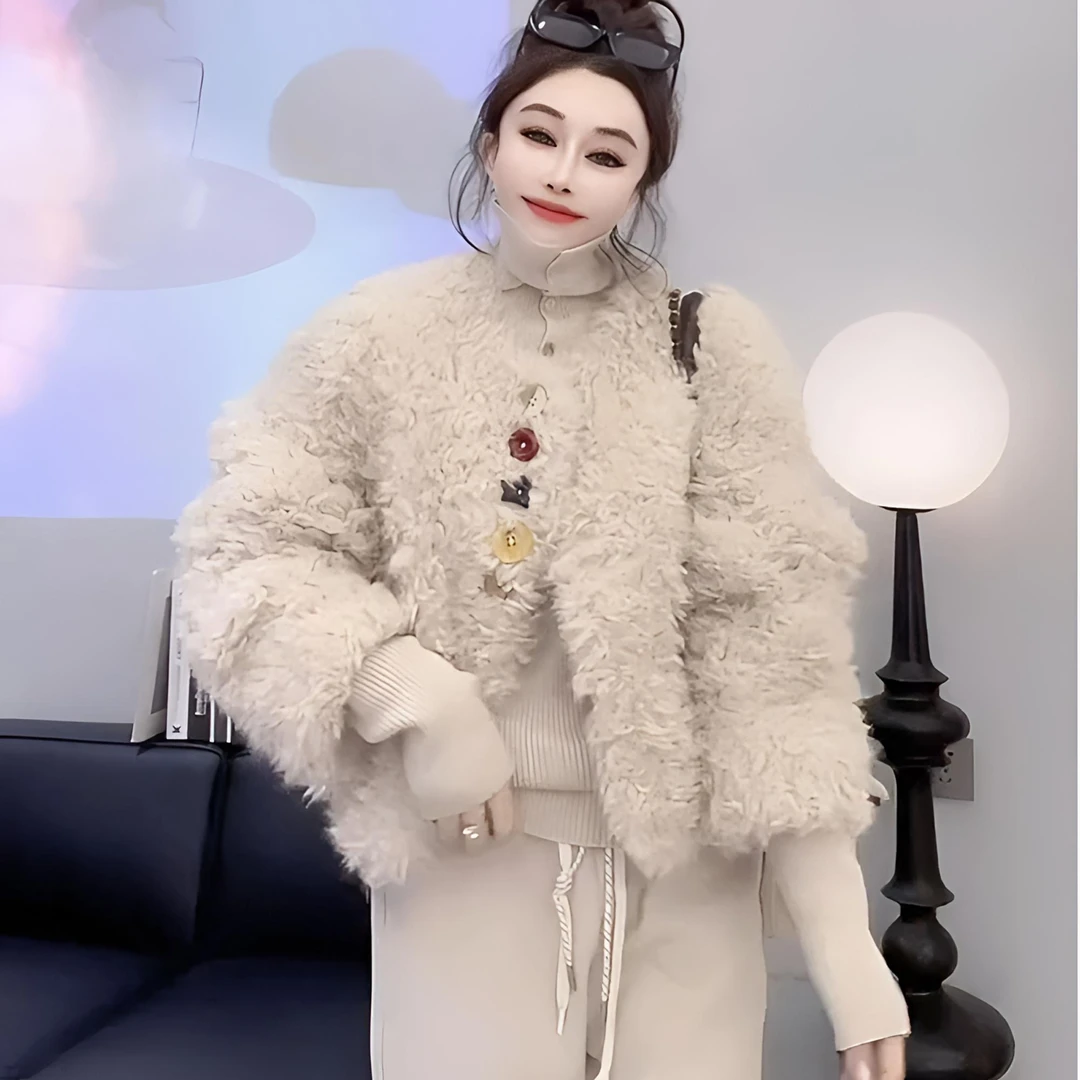人造皮草 2025冬季新款轻奢小香风气质时尚百搭羊羔毛短款外套