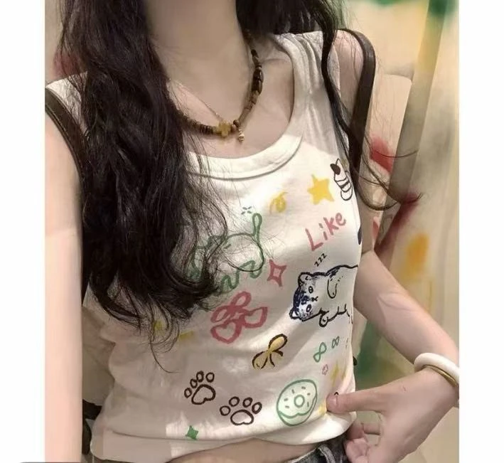 修身设计感吊带黑白条纹背心通勤