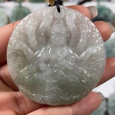 翡翠颈饰未镶嵌千手观音福利