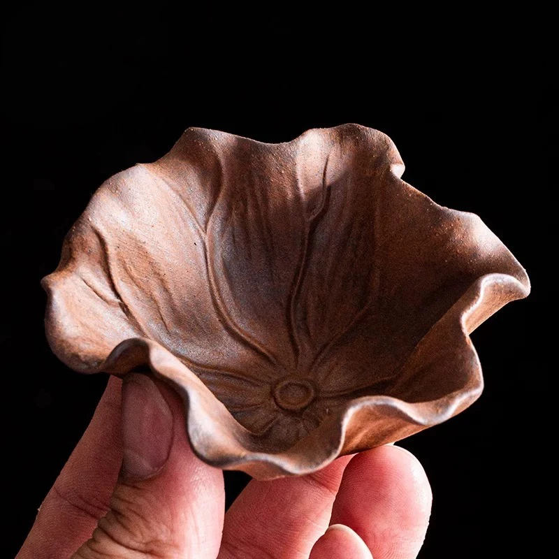 手工粗陶复古荷叶大号家用式茶杯陶瓷