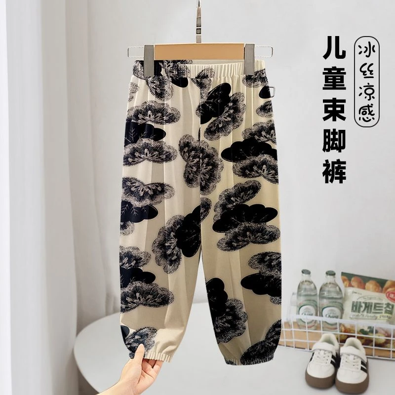女童夏季冰丝速干防蚊裤中大童休闲裤洋气轻薄凉感束脚裤儿童裤子