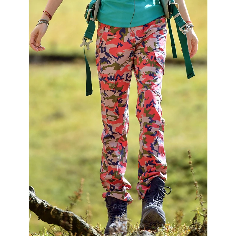 北京森林户外原创休闲登山弹力修身透气迷彩多袋显瘦速干工装裤女