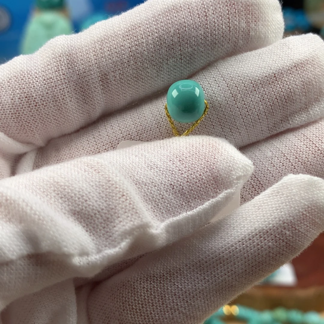 绿松石未镶嵌珠宝奇石高瓷老型8*7mm