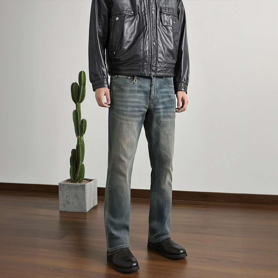 男款高腰百搭直筒休闲牛仔裤231805