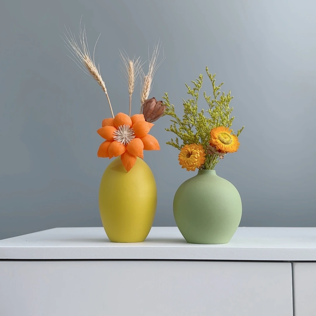 摆件陶瓷小花瓶摆件含花总高约20-30cm