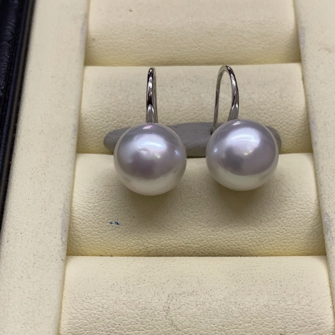 未镶嵌耳饰海水珍珠澳白耳饰11-12m m