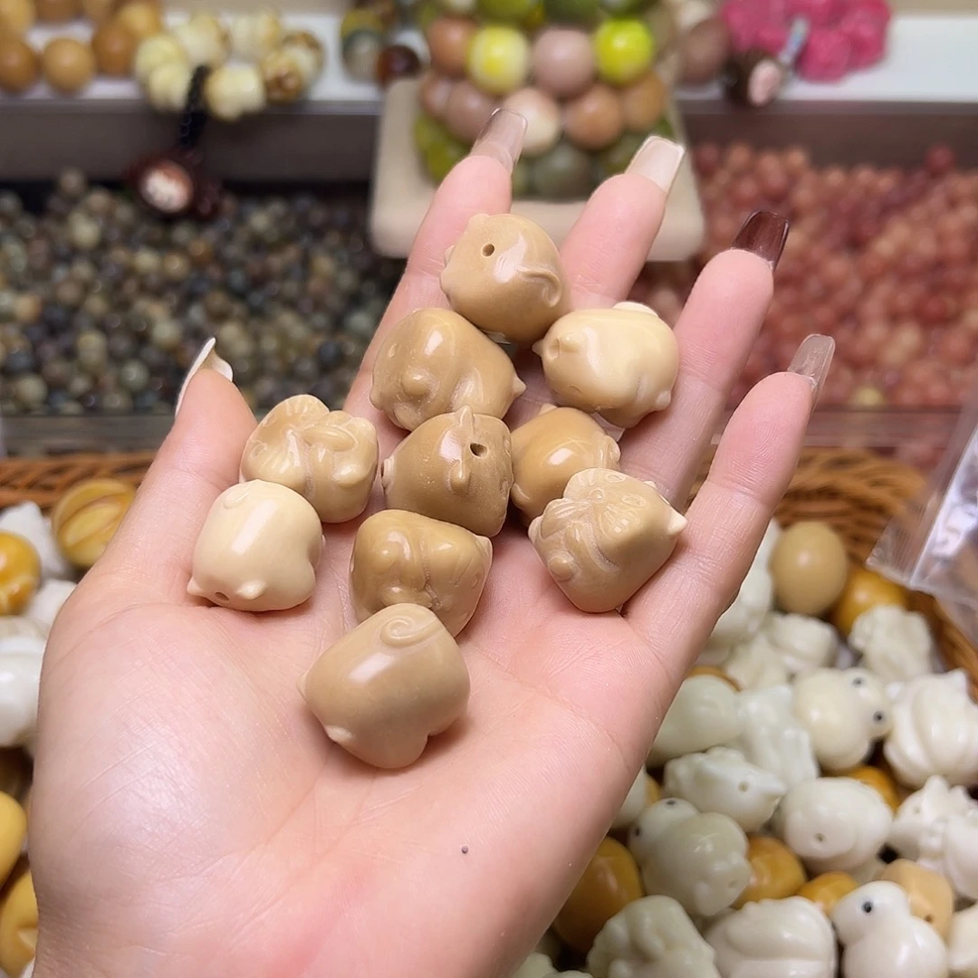 菩提根/象牙果吊坠瑕疵茶色仓鼠10颗表面孔道有裂