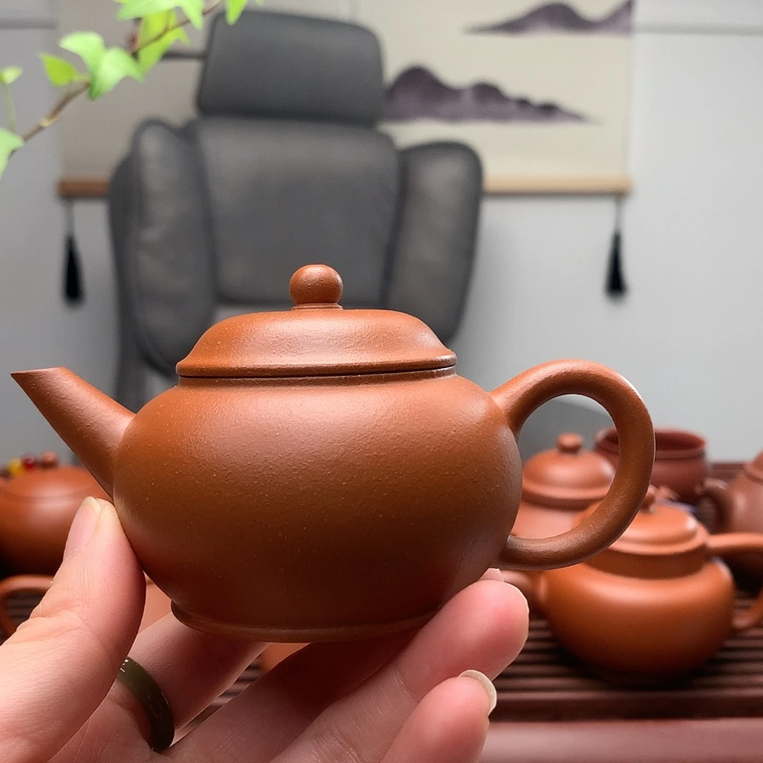 紫砂茶壶红泥水平壶