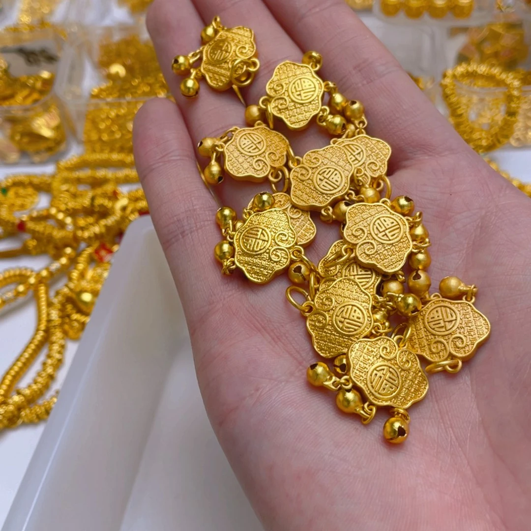 锆石铜合金长命锁1颗