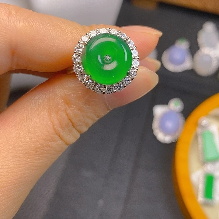 银S925镶嵌戒指翡翠