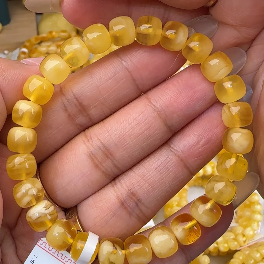 蜜蜡未镶嵌手串聚宝盆老型手串