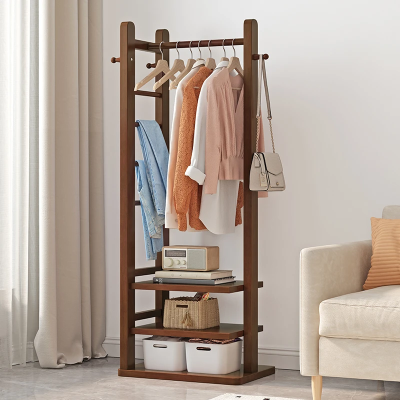 实木衣帽架卧室家用入户立式衣服置物架房间挂衣架落地