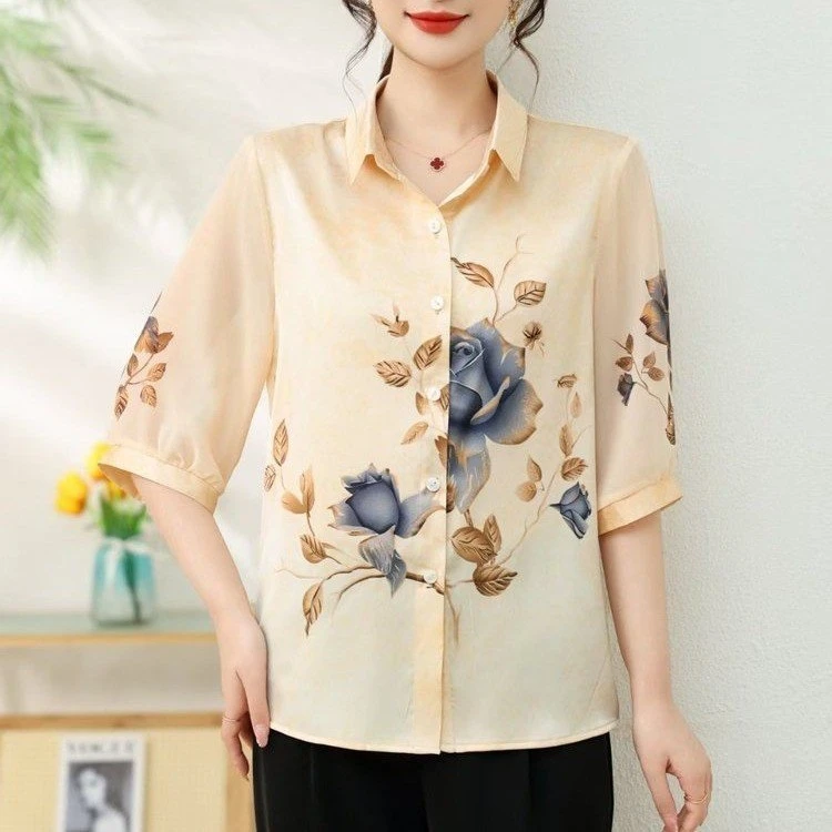 妈妈装套装寸衫五分袖