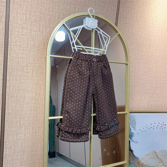 AD082   宝宝棕色点点厚裤子 夹棉