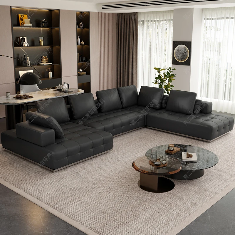 喜二家新款劳伦斯简客厅U型高端皮艺意大利极简头层牛皮创意沙发