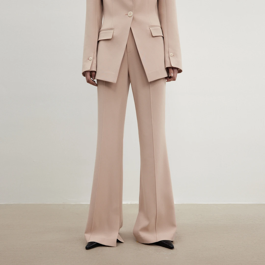 TORIL 新品 三醋酸高腰开衩微喇裤女显瘦休闲裤子 TGD2FSW063