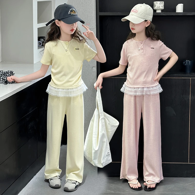 女童夏装宽松休闲套装2025新款中大童洋气4-15岁儿童装潮酷两件套