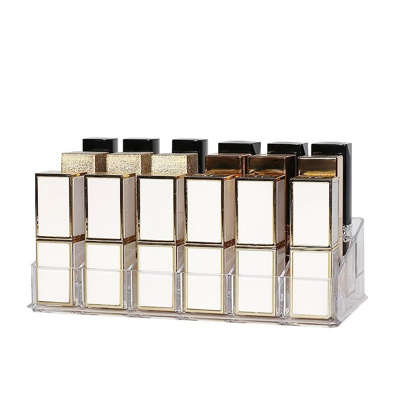 桌面口红透明口红盒收纳盒化妆品防尘装置物架亚克力带盖唇釉口红