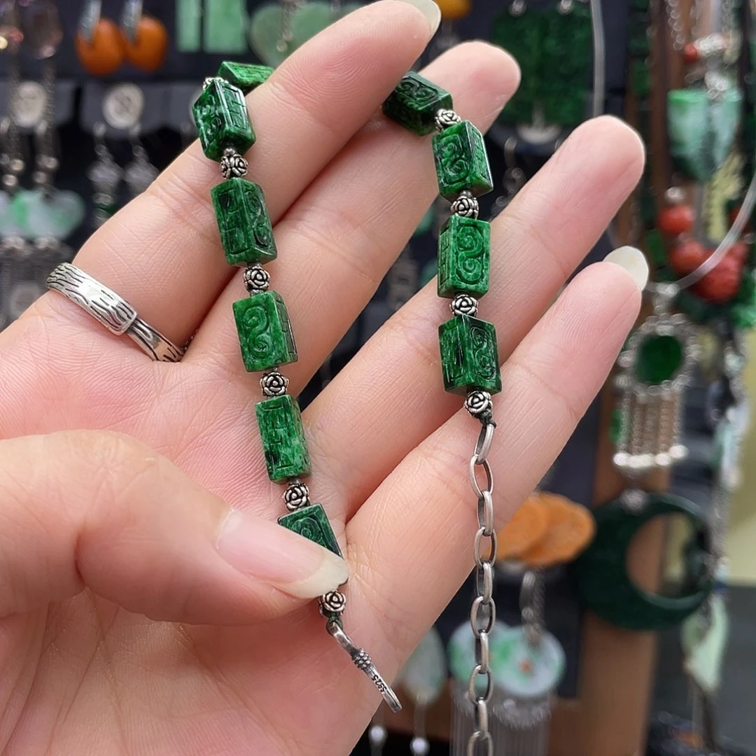 亦***平翡翠手镯银S925镶嵌474hhjhh