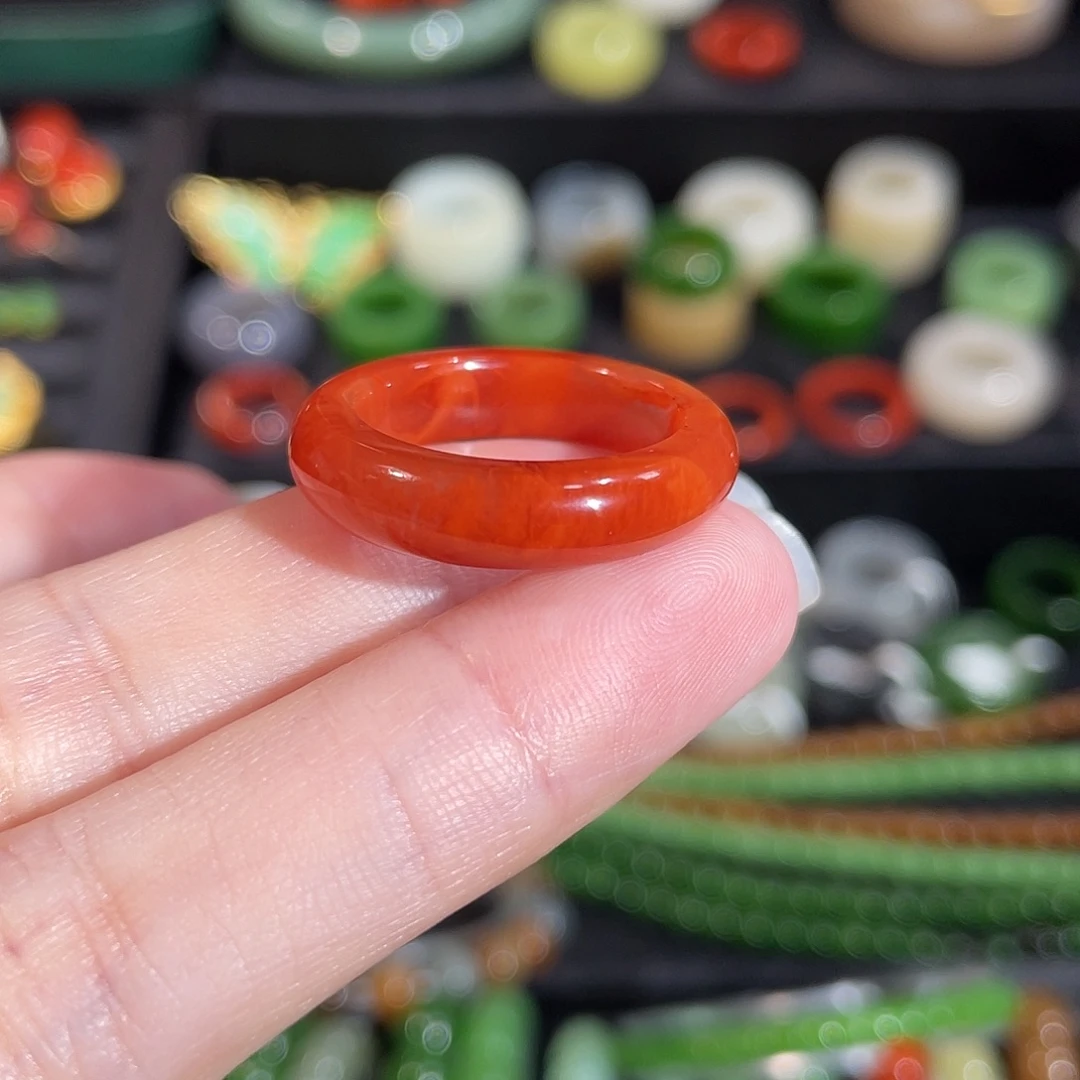 南红玛瑙未镶嵌戒指内径17.4 南红火焰纹戒圈