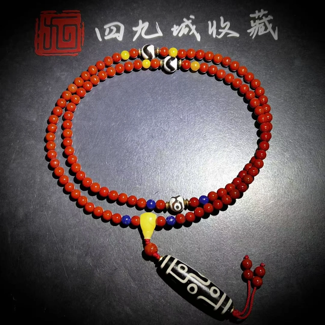 四九城收藏红玛瑙6+配9眼天珠项链男女同款3200423