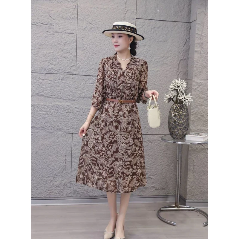 Y（D凤舞）韩版时尚轻奢亲肤透气中长款连衣裙条纹气质显瘦