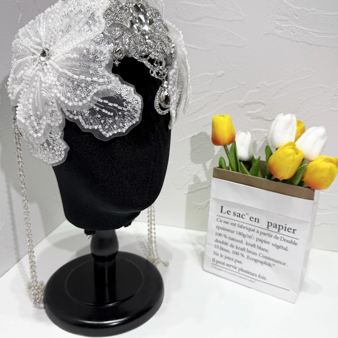 【花蕾】重工手工发箍流苏重工奢华大气时尚遮白发华丽舞台宴会头箍