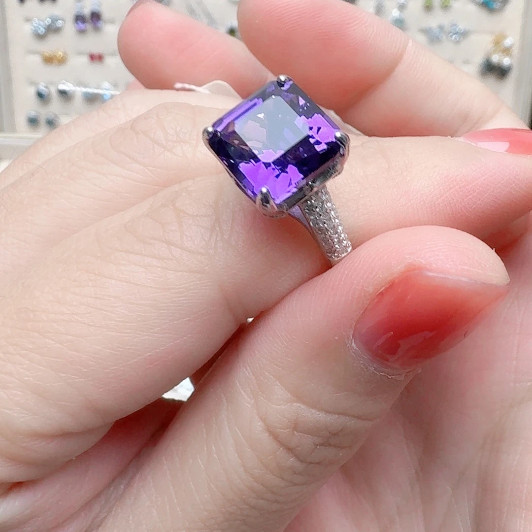 水晶戒指银S925镶嵌戒指