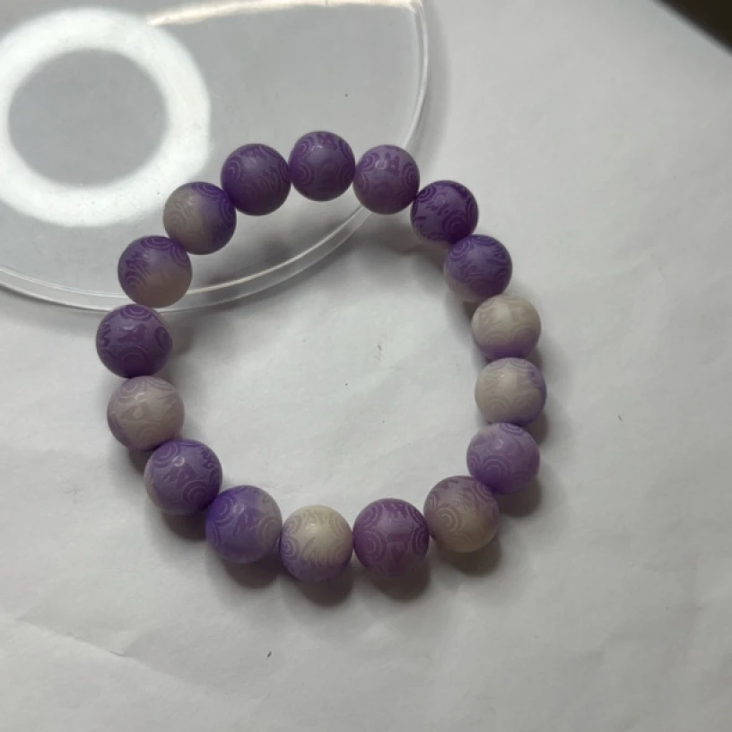 A578 紫渐变菩提六字箴言手串12mm