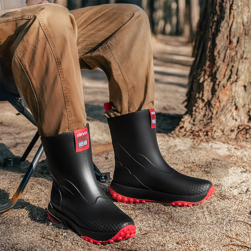 防水雨鞋男士时尚中筒雨靴新款厨房专用防滑劳保胶鞋赶海钓鱼水鞋