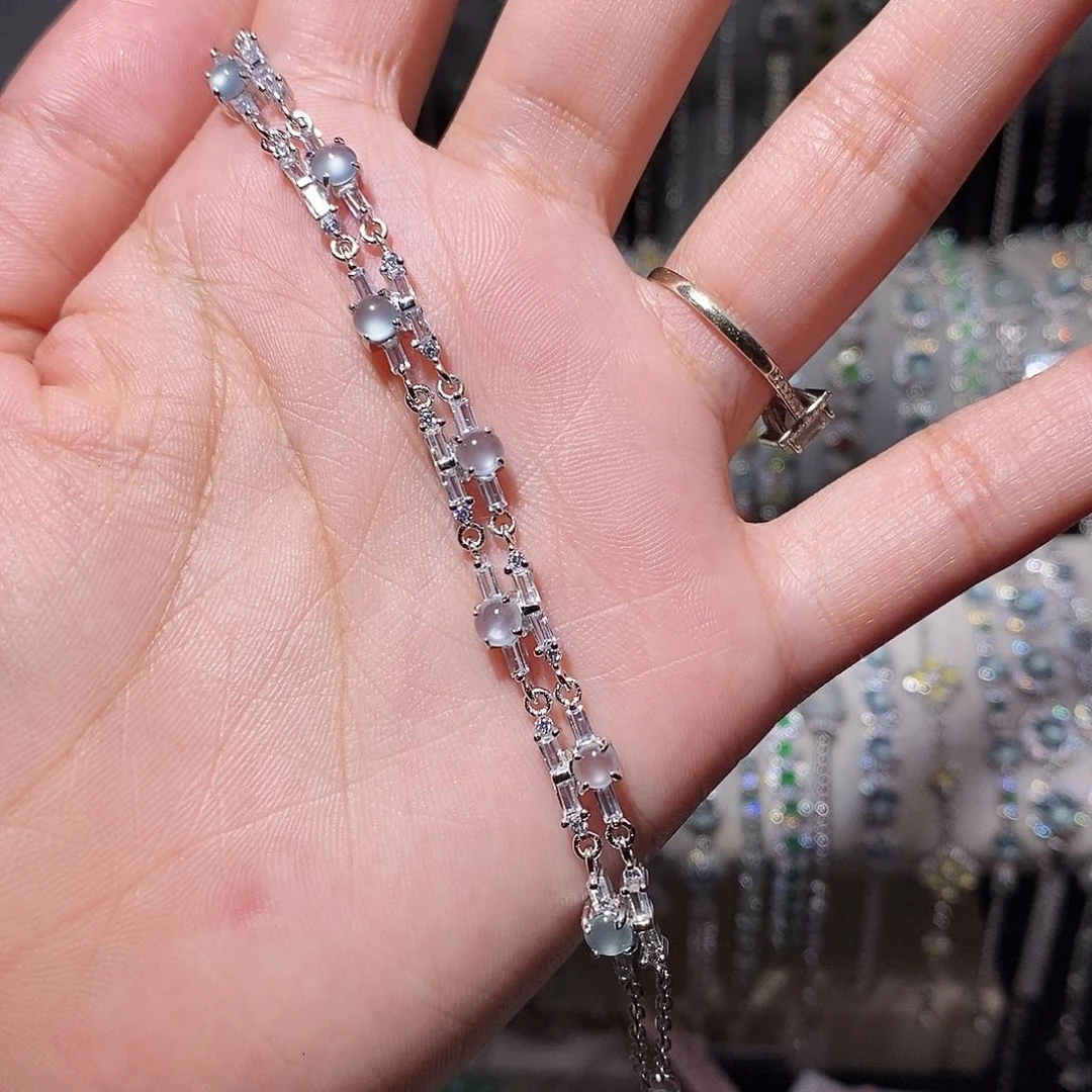 银S925镶嵌手链翡翠怀*姐