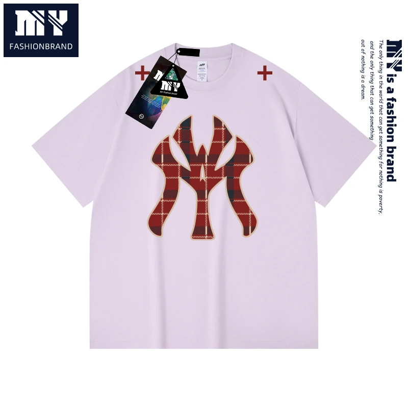 MY百搭复古宽松圆领短袖春夏美式复古T恤印花短袖情侣纯棉夏季