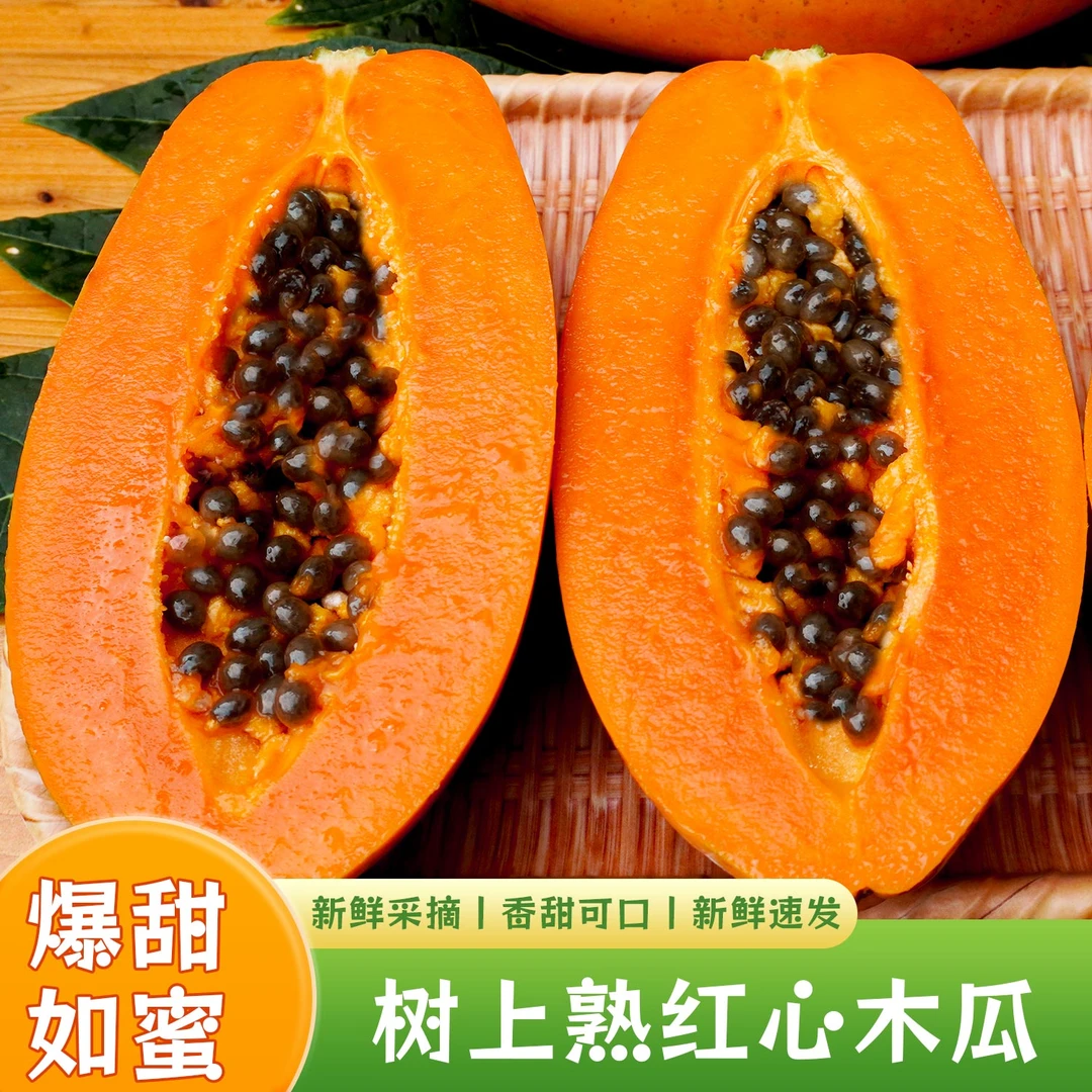 【树上熟红心木瓜】雷州冰糖红心牛奶木瓜新鲜现摘香甜皮薄多汁