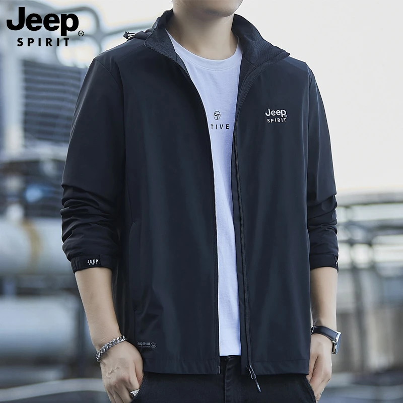 JEEPSPIRIT夹克宽松秋季新款帽子可拆卸百搭休闲男大码外套