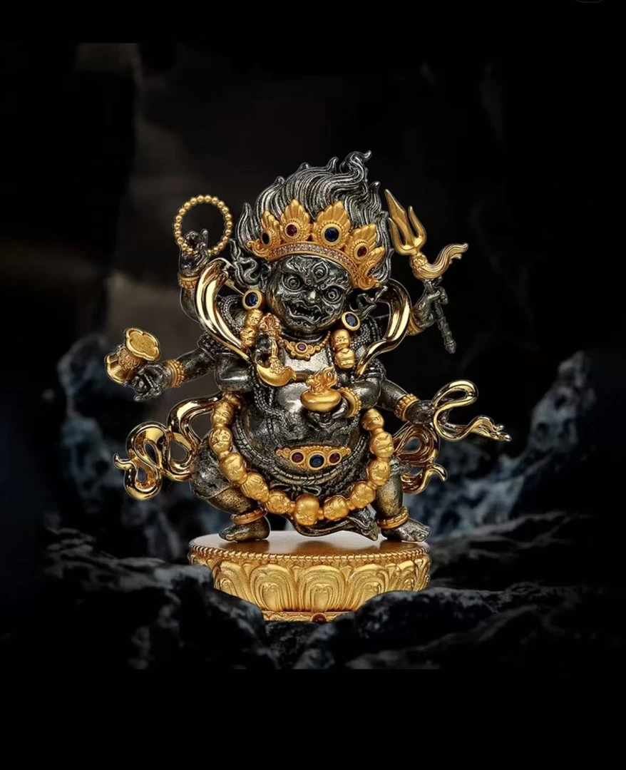 银财财手作 六臂大黑天财神车摆茶摆办公室摆件