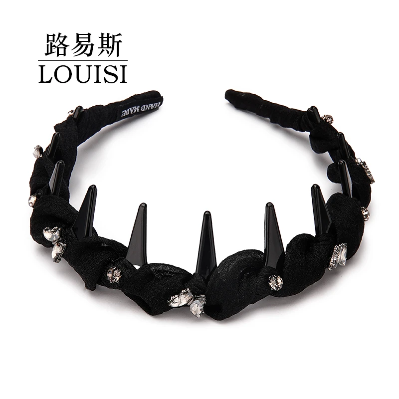 路易斯MY1123【春蝶】新款简约黑色网纱高颅顶发箍头箍