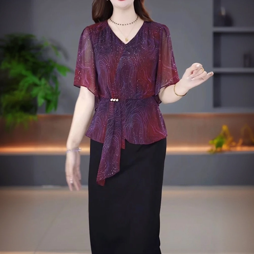 高级冰丽丝时尚洋气简约端庄优雅连衣裙2025夏季新款修身显瘦裙子