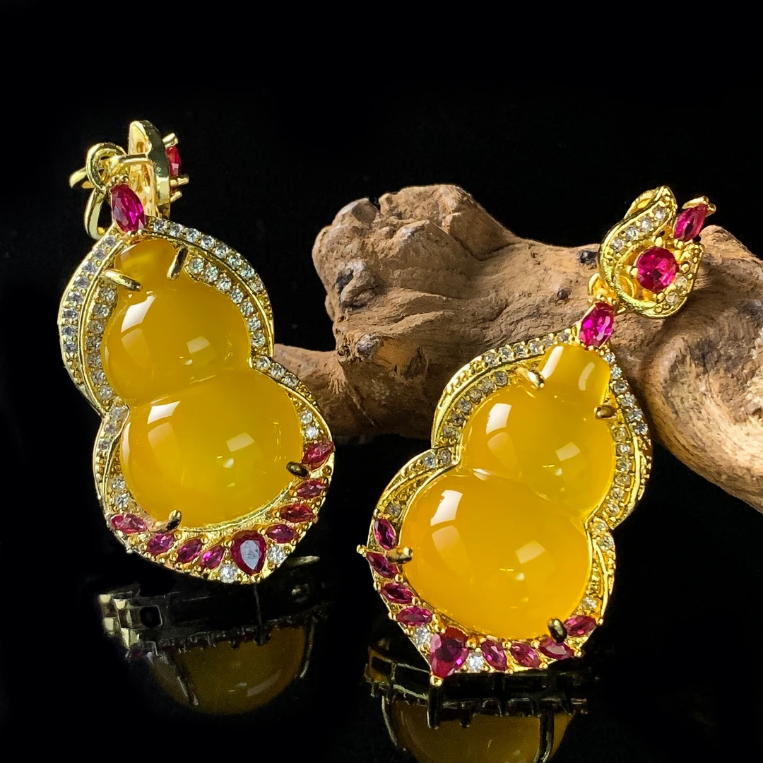 ST8111【福嘟嘟】牛黄宝黄玛瑙葫芦吊坠-配绳子-多样性只发一件