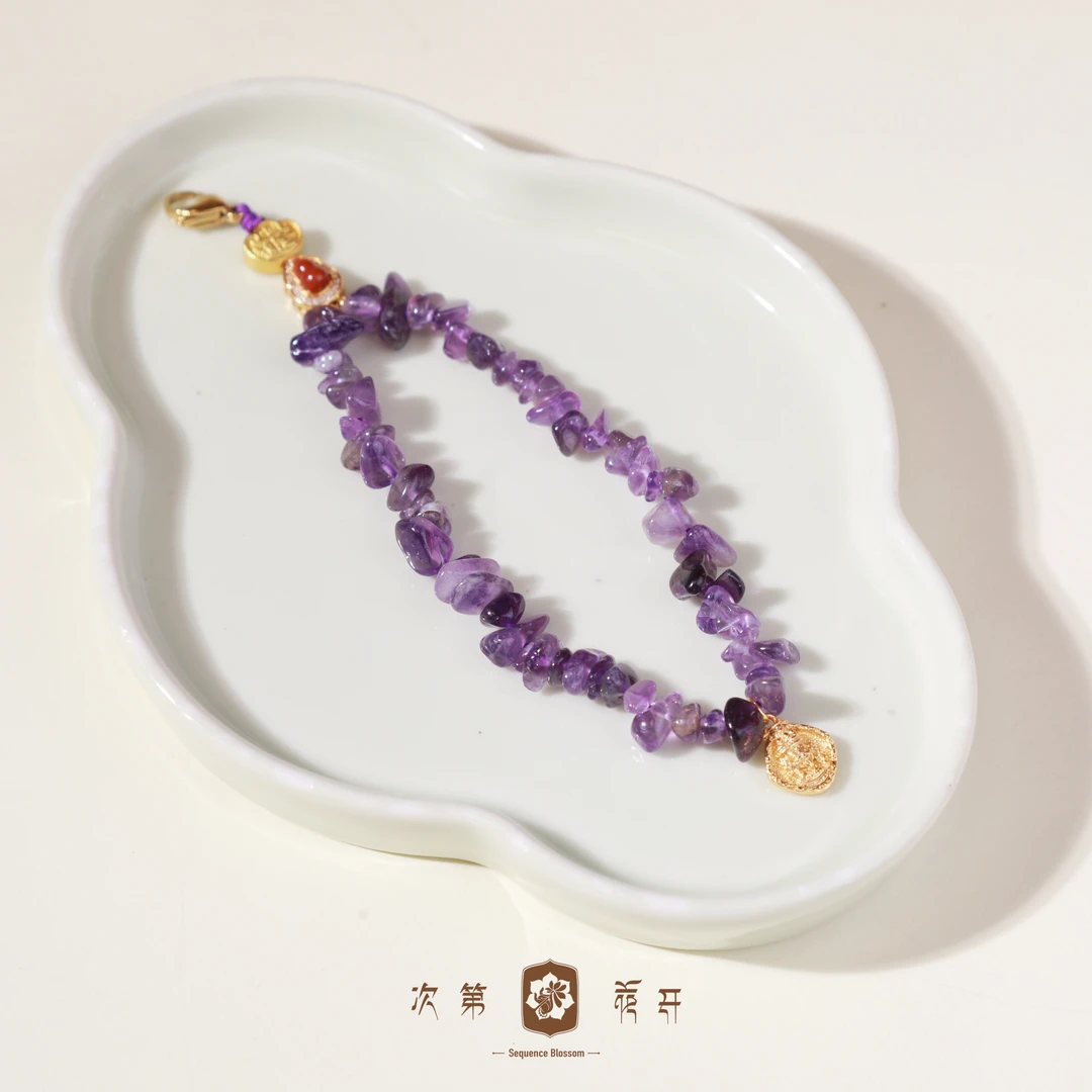 【势启】乌拉圭紫水晶手机挂件 （天然水晶多样性发其一） G009