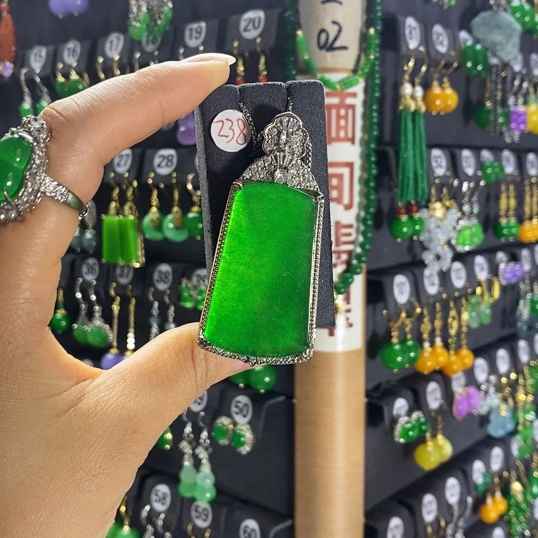 银S925镶嵌翡翠耳饰238